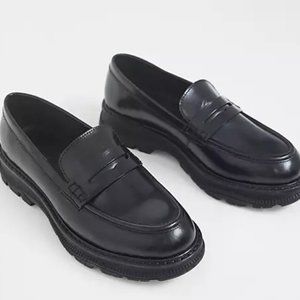 NWT ASOS DESIGN Mono chunky leather loafers in black